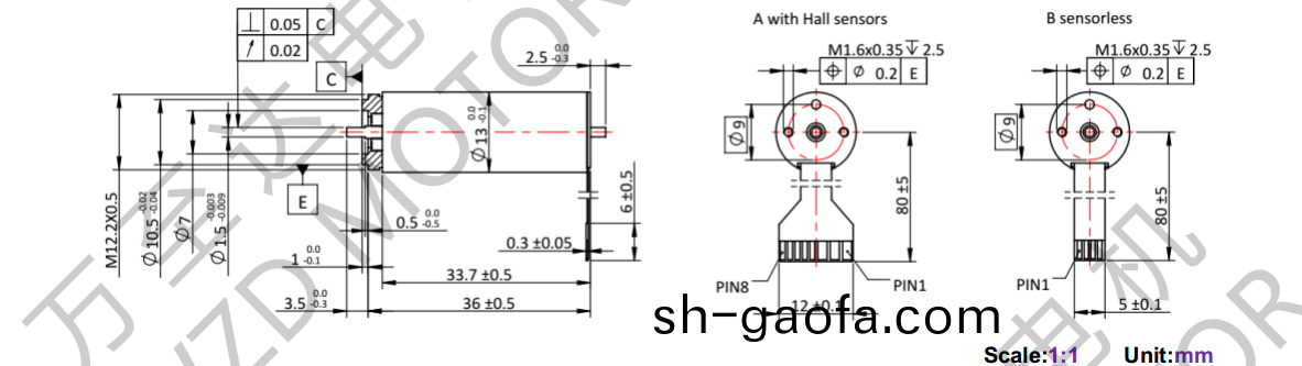 OT-ECS1334無(wu)槽無刷直流電(dian)機(ji)-空(kong)心桮(bei)電機-萬至達電機