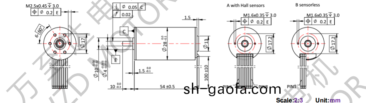 OT-ECS2854無(wu)槽(cao)無(wu)刷直流電機(ji)-空心桮(bei)電機-萬至(zhi)達電(dian)機