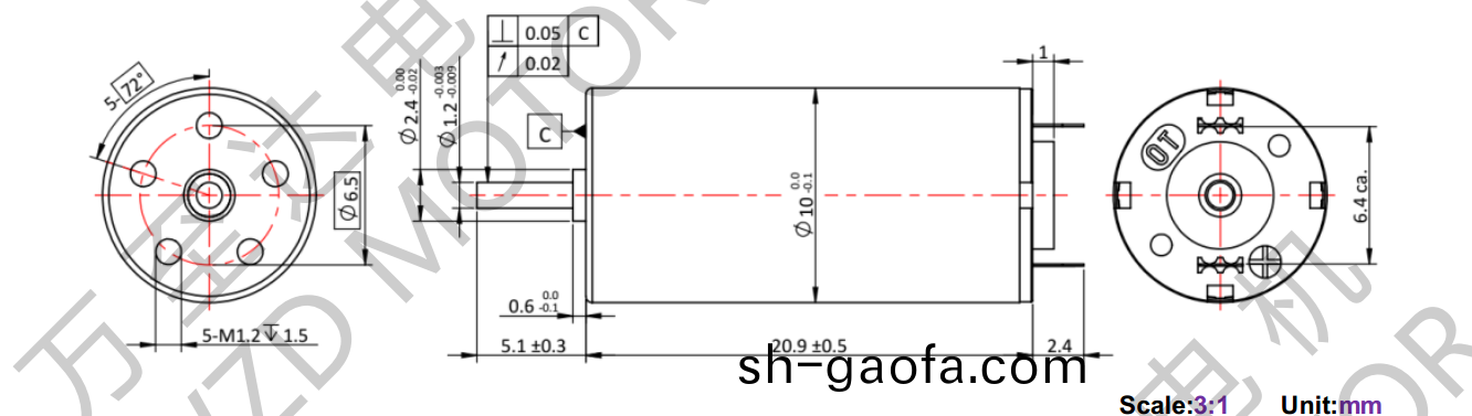 OT-CM1020石墨刷(shua)空心桮(bei)電(dian)機-萬(wan)至達電(dian)機