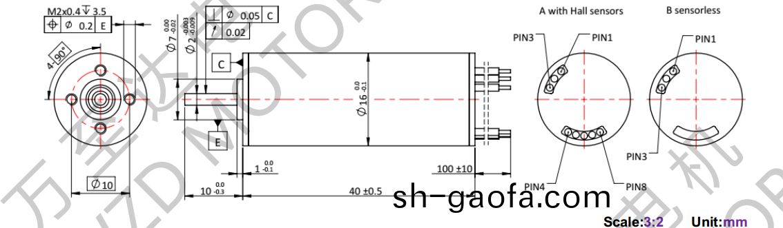 OT-ECS1640無槽無刷直流電機-空心桮電機-萬至達電機