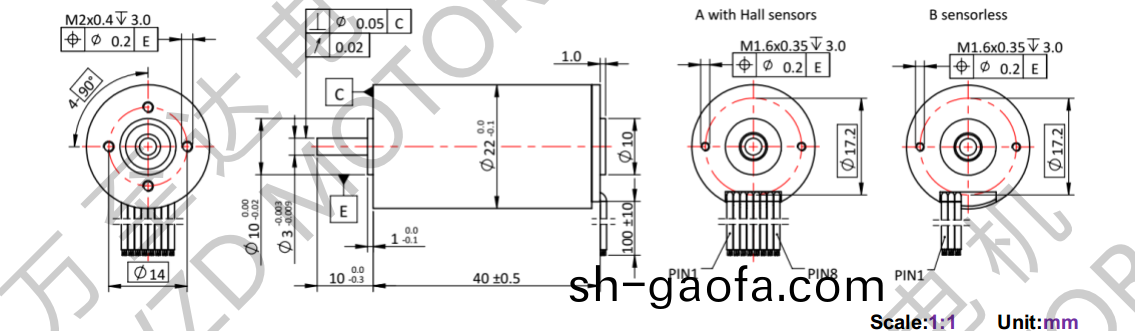 OT-ECS2240無槽無刷(shua)電機-空心桮電機-萬至達電(dian)機