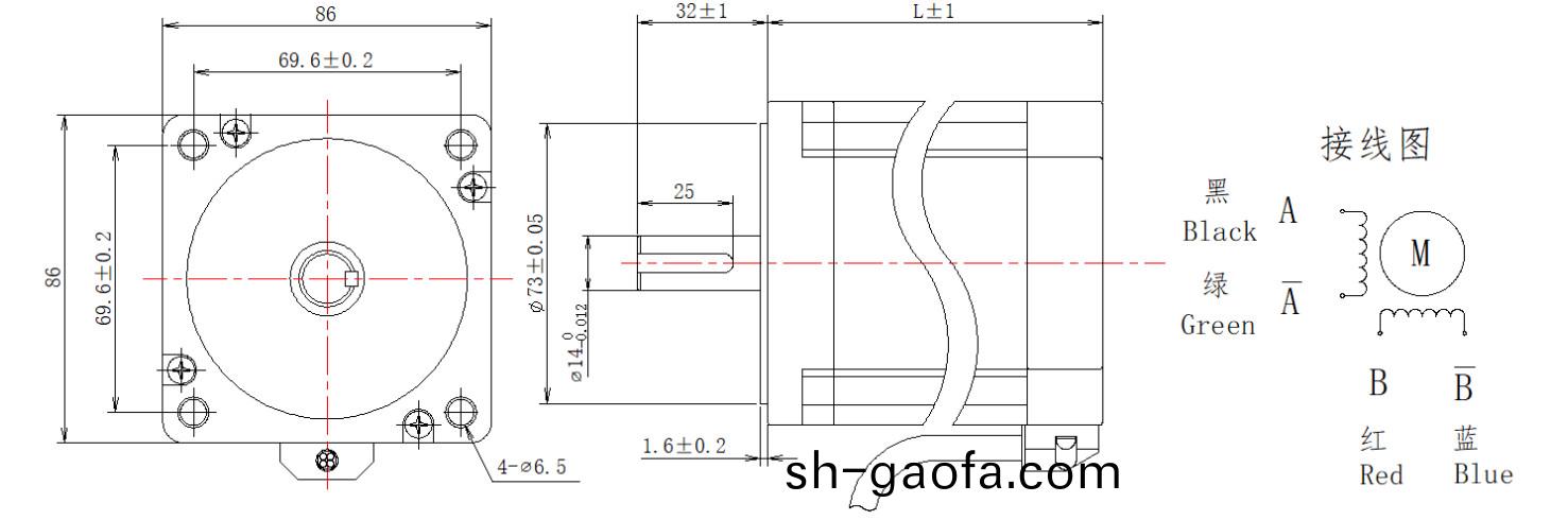 86係列1.8°兩相(xiang)開環步進電機結構(gou)