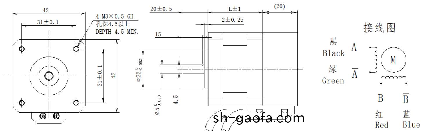 42係列0.9°兩相閉環(huan)步(bu)進(jin)電(dian)機結構