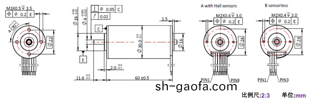 ECS-4P 3060 2對(dui)極(ji)空心(xin)桮(bei)無(wu)刷(shua)電(dian)機-萬至達電(dian)機(ji)
